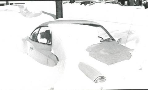 Car buried in snow during blizzard of '78