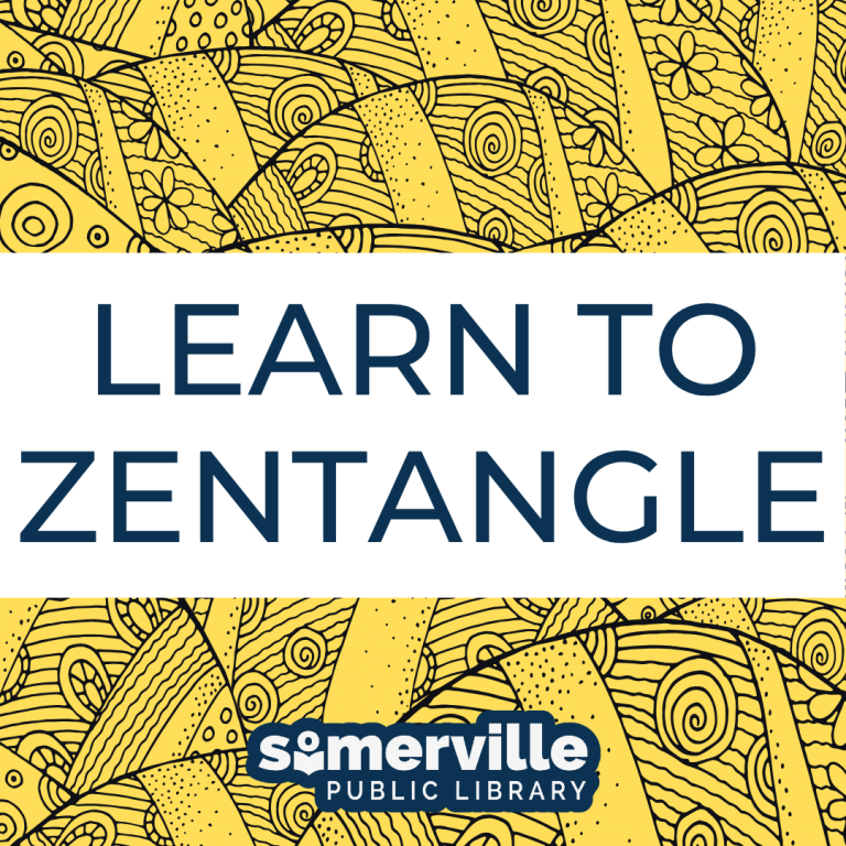 A Yellow Zentangle background is overlayed with Text "Learn To Zentangle" with SPL logo on the bottom.